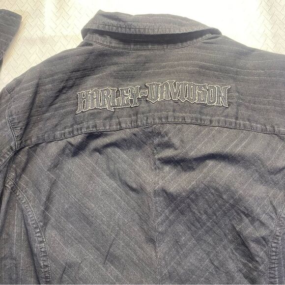 Harley-Davidson Women’s‎ 2W Black Pinstripe Button-Up Shirt – Embroidered Logo - Picture 10 of 10